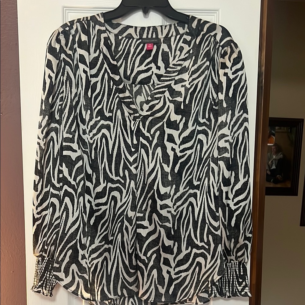 Vince Camuto Black and White Animal Print Blouse